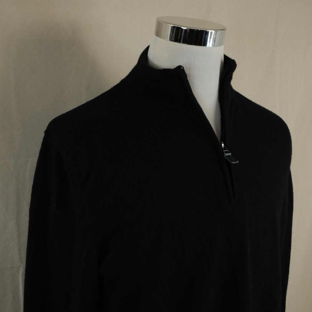 Jos. A. Bank XL 100% Merino Wool Quarter Zip Sweater Black Pullover Mens